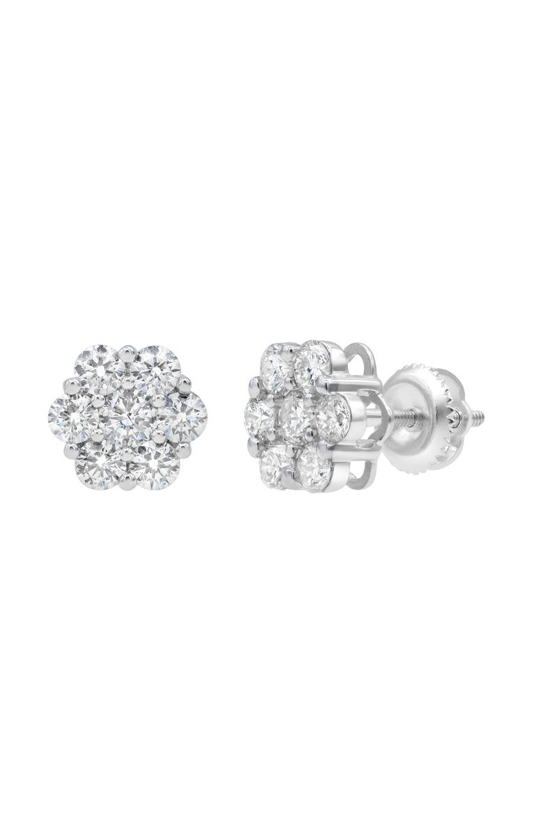 LuvMyJewelry Mirage 14K White Gold Flower Cluster Diamond Unisex Earrings - 2.07 Ct, Main, color, 14K White Gold