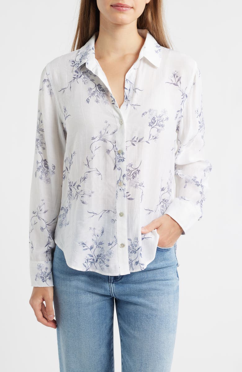 Cloth & Stone Print Button-Up Shirt, Main, color, Blue Opal Floral