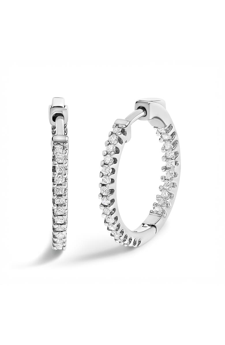 Haus of Brilliance Silver 1/2 Ct Princess Diamond Inside Out Hoop Earrings, Main, color, White