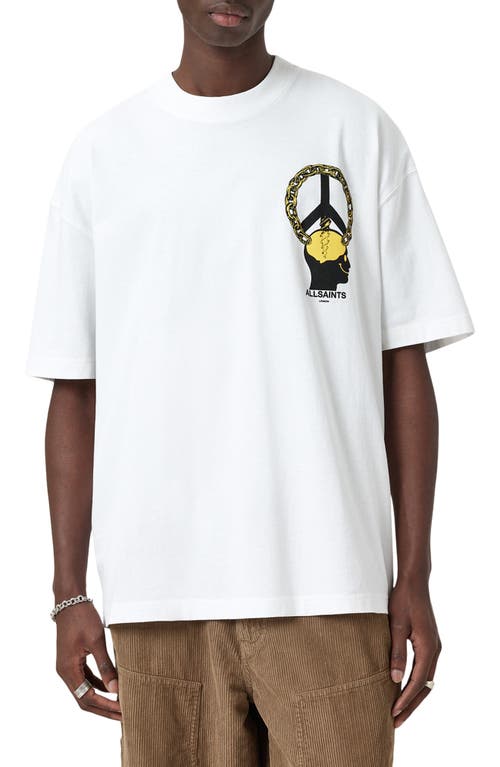Allsaints Oversized Screwed Logo Graphic Tee In White