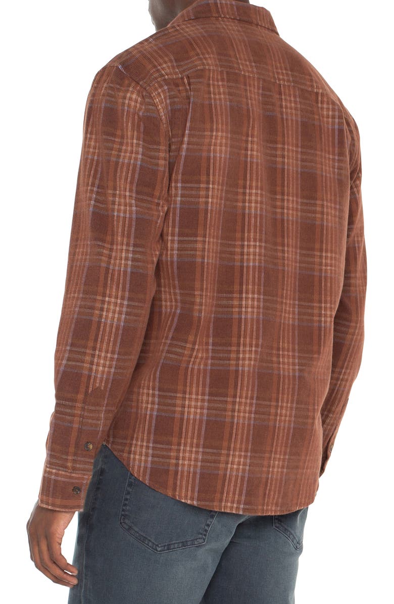 Liverpool Los Angeles Plaid Corduroy Button-Up Shirt, Alternate, color, Nutmeg/ Blue Multi