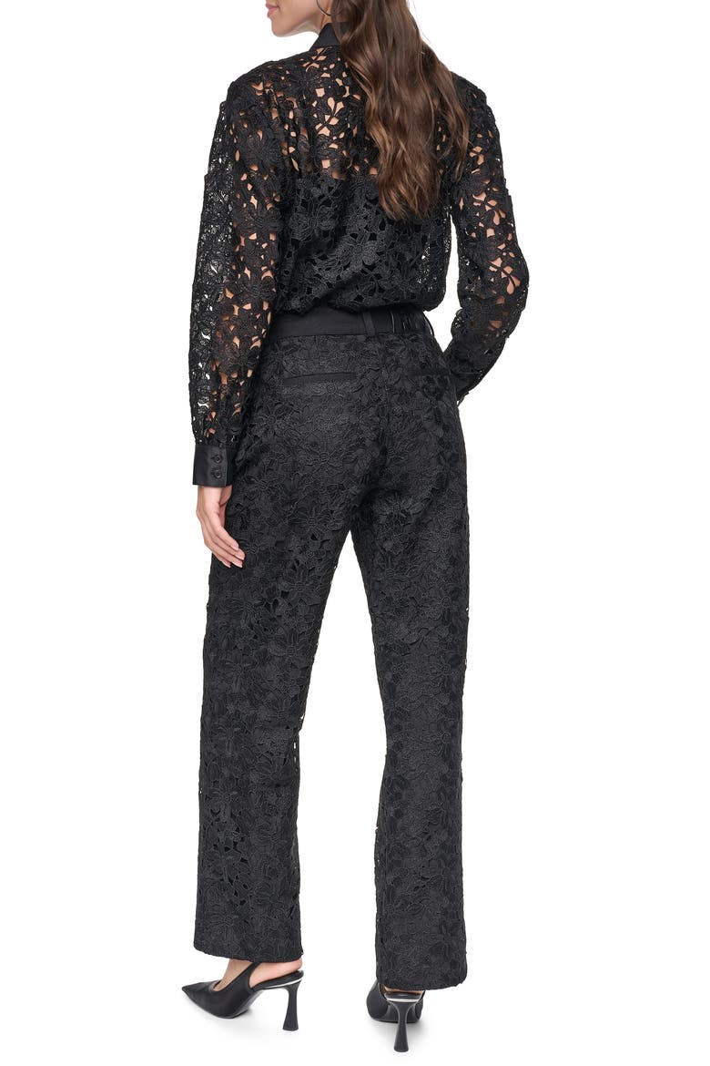 Floral Lace Pants, Alternate, color, BLACK