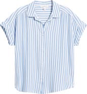 beachlunchlounge Daria Stripe Short Sleeve Button-Up Shirt