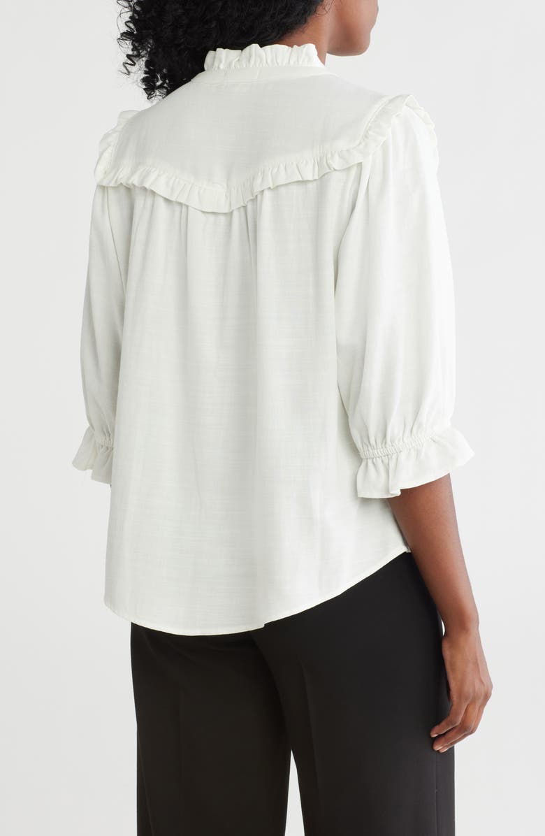Democracy Ruffle Yoke Three-Quarter Sleeve Shirt, Alternate, color, 