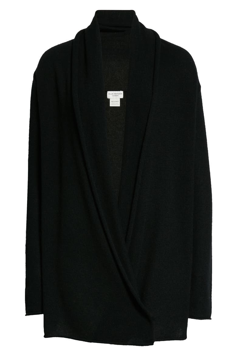 Cristina Open Front Cashmere Cardigan, Alternate, color, BLACK