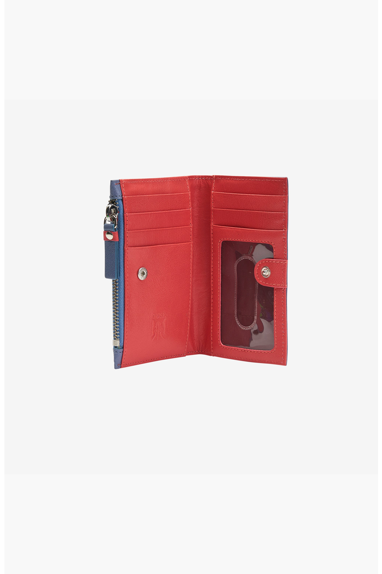 Siam Slim Card Case with Zip Coin Pocket, Alternate, color, French Blue / Geranium