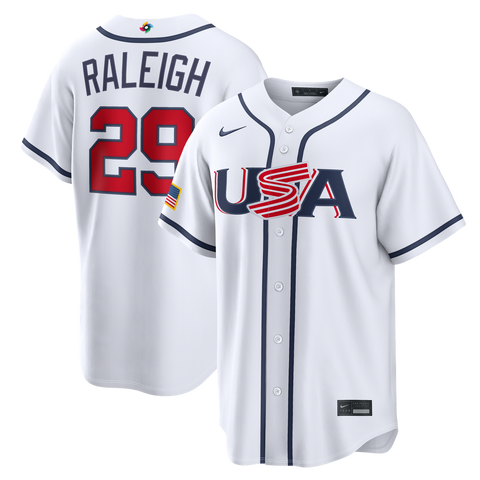 Men's Nike Cal Raleigh White USA Baseball 2026 World Baseball Classic Home Stadium Jersey