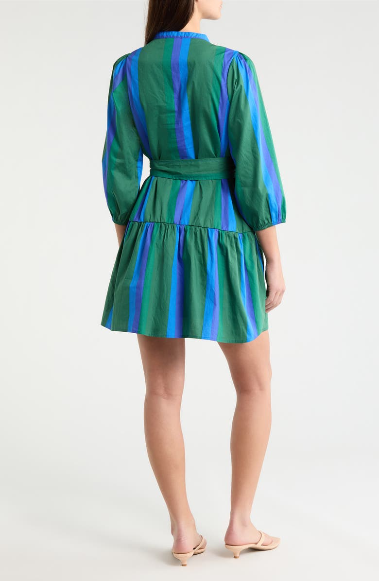 SUGARLIPS Dolary Stripe Leola Mini Shirtdress, Alternate, color, Emerald-Blues