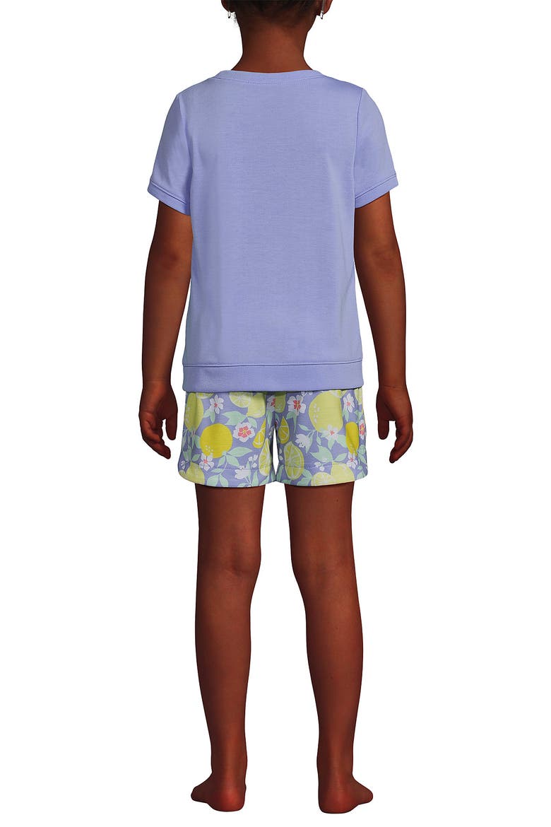 Girls Short Sleeve Tee and Shorts Pajama Set, Alternate, color, Light Periwinkle Lemon Floral