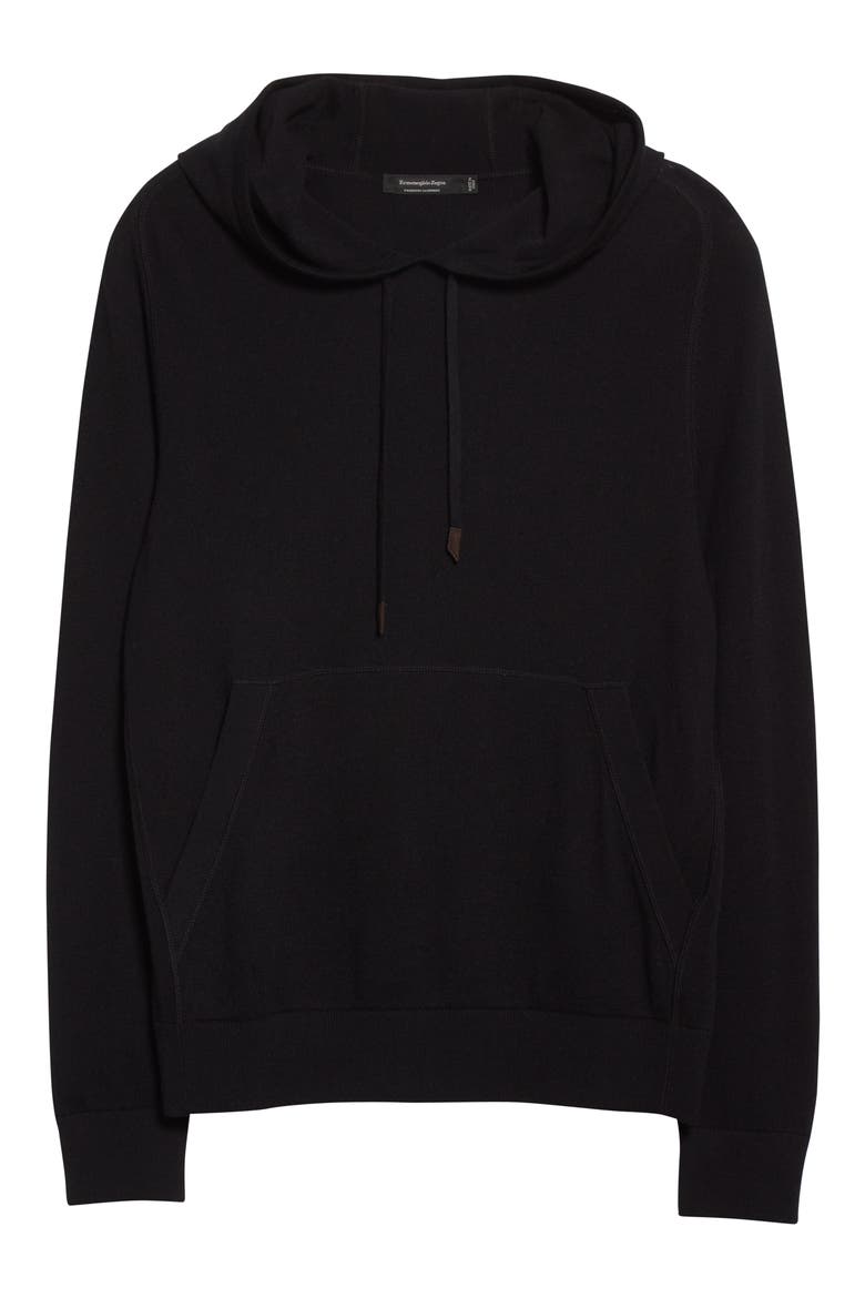 Premium Cashmere Hoodie, Alternate, color, BLACK
