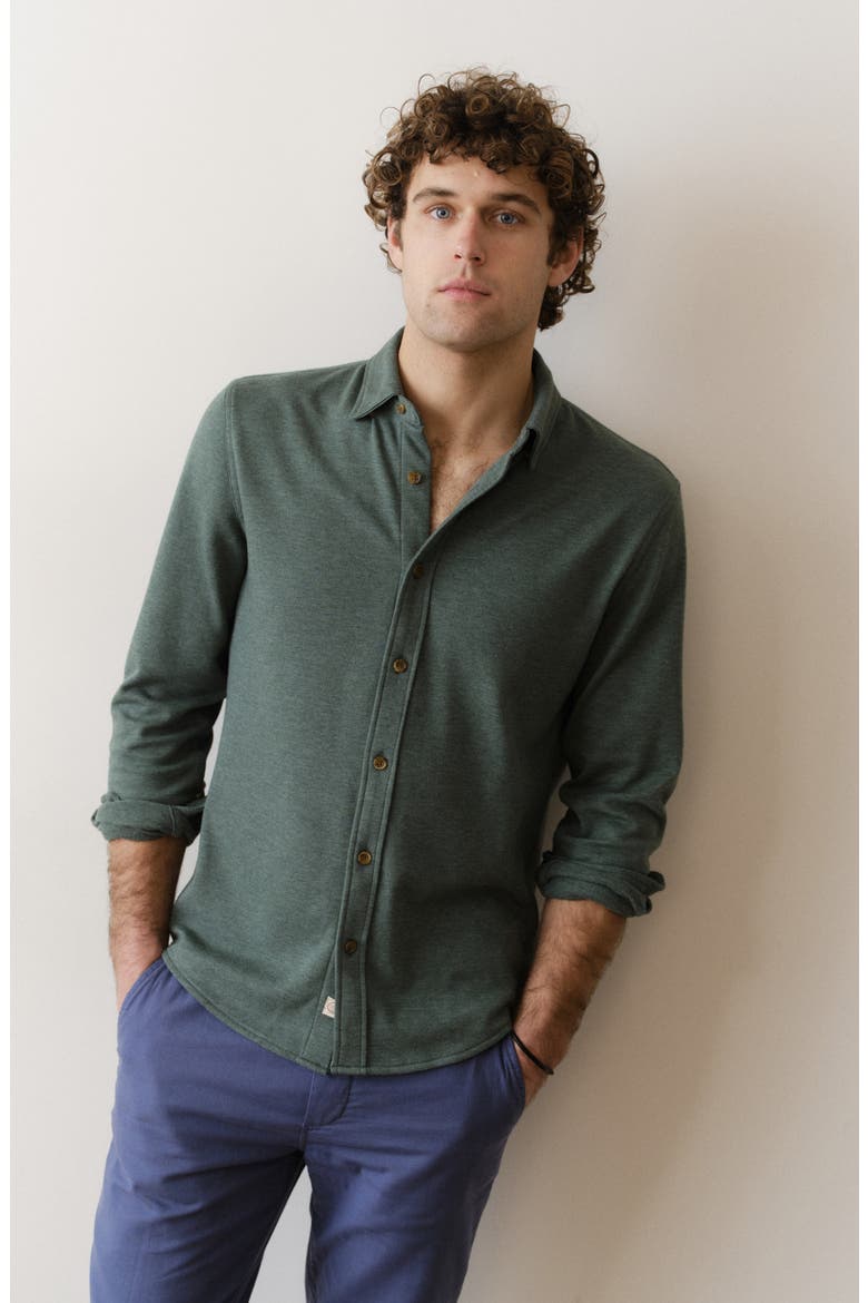 Pacifica Button-Up Shirt, Alternate, color, GREEN HEATHER