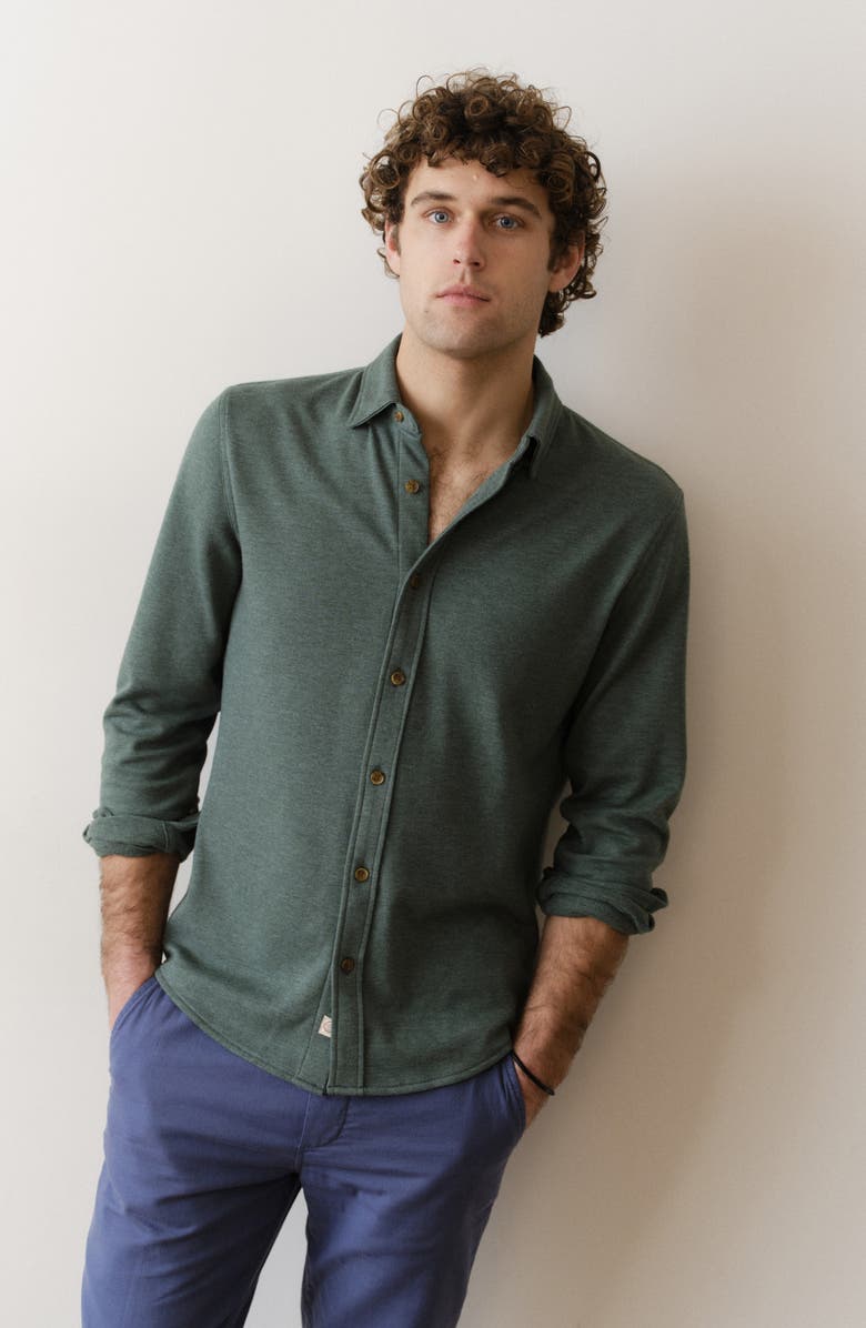 Marine Layer Pacifica Button-Up Shirt, Alternate, color, Green Heather