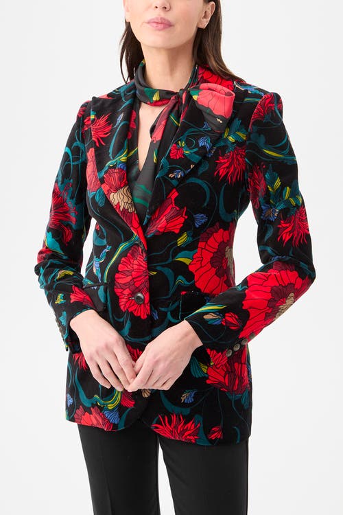Trina Turk Broadway Printed Velvet Blazer In Black