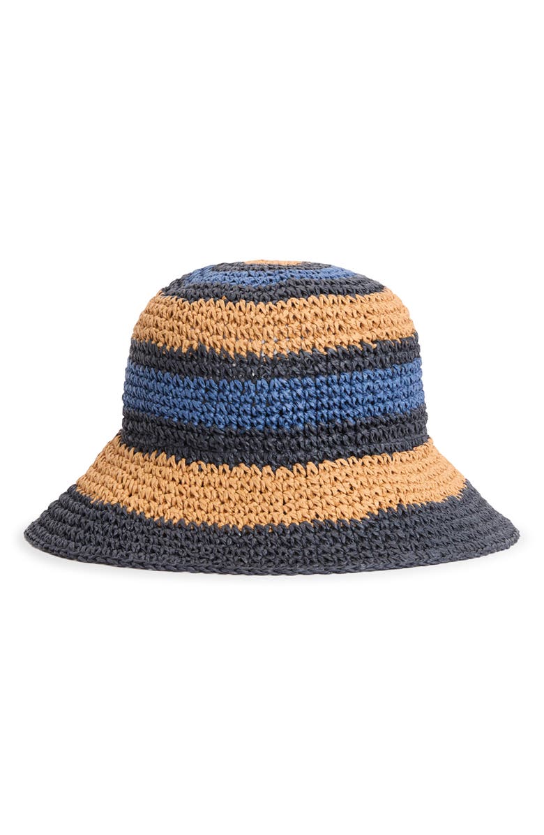Barbour Josie Crochet Bucket Hat, Alternate, color, Indigo/ Tan/ Black