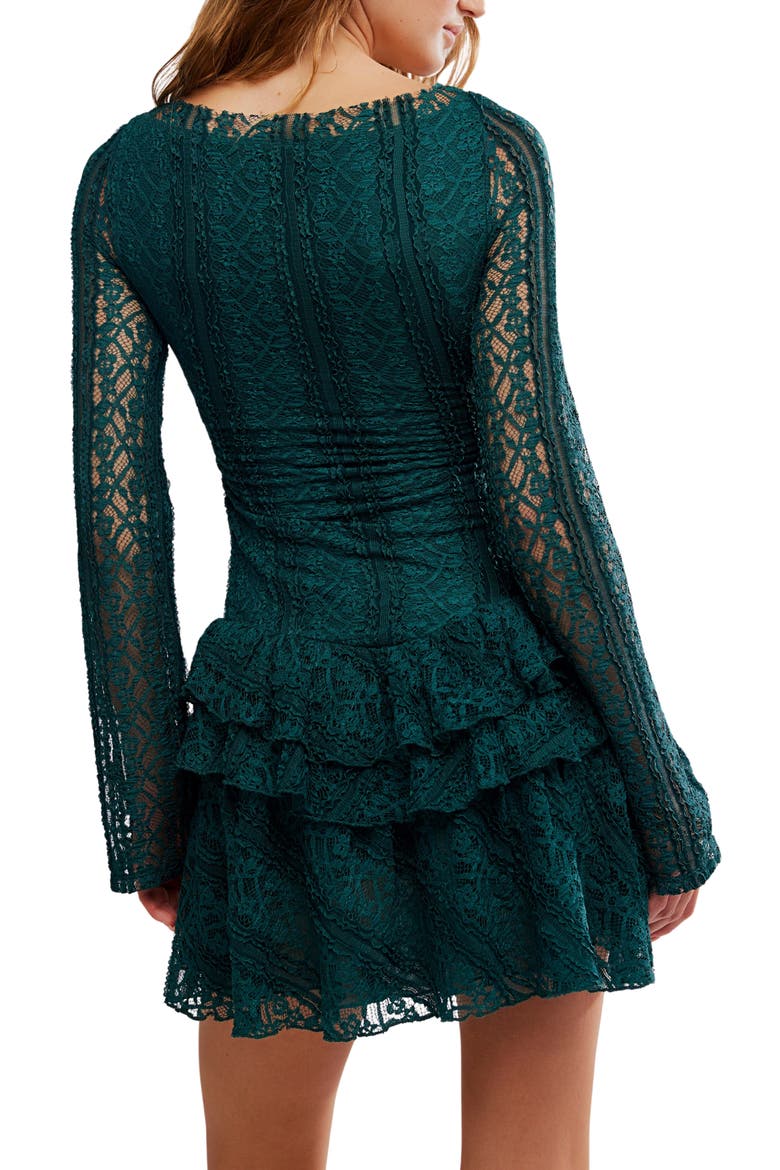 Tabby Lace Long Sleeve Minidress, Alternate, color, SEAMOSS