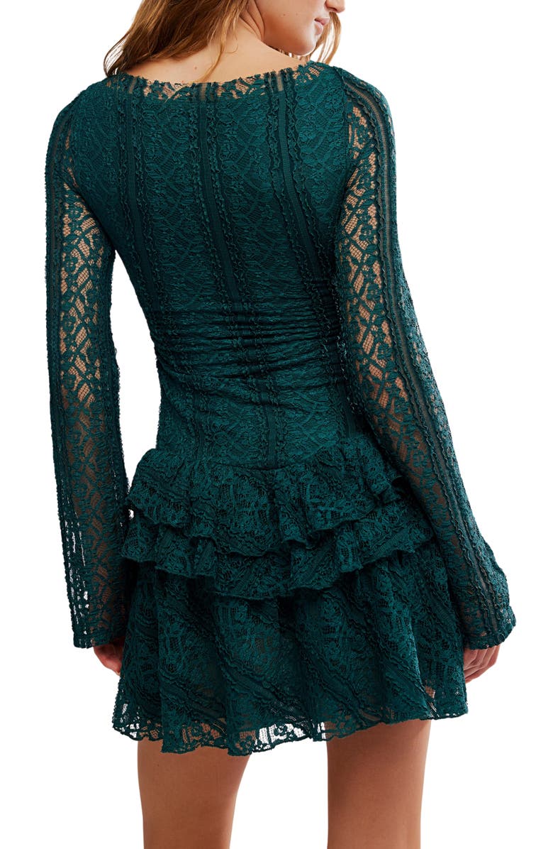 Free People Tabby Lace Long Sleeve Minidress, Alternate, color, Seamoss