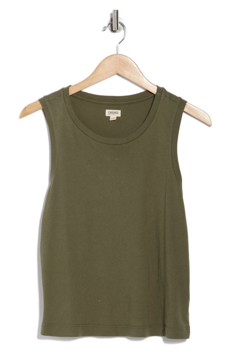 L'AGENCE Mikaela Organic Cotton Tank, Main, color, Ivy Green