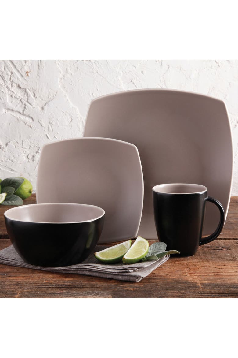 Matte 16-Piece Dinnerware Set, Taupe, Alternate, color, Beige