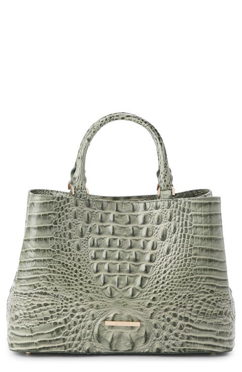 Small Denise Croc Embossed Leather Satchel