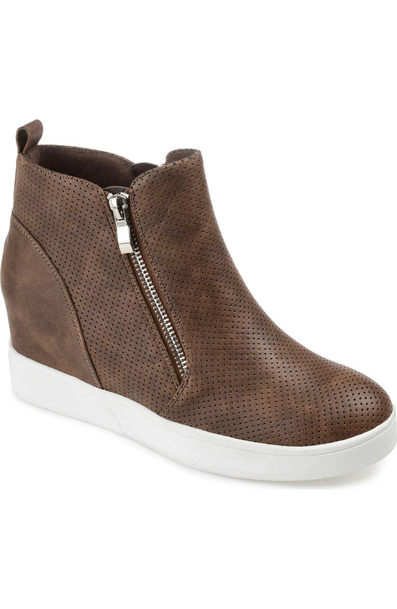 Journee Collection JOURNEE Pennelope Wedge Heel Sneaker, Main, color, Brown