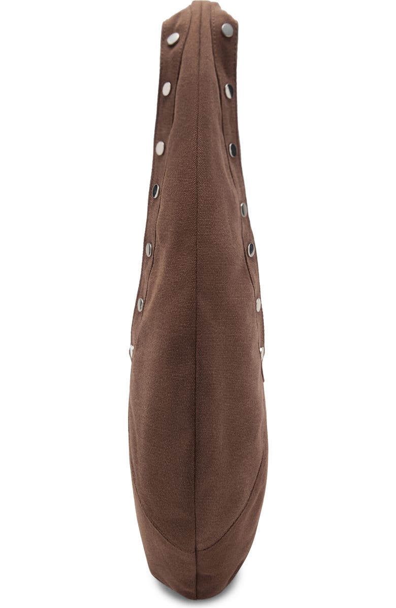 MANGO Oval Stud Canvas Shoulder Bag, Alternate, color, Chocolate