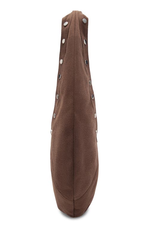 Mango Oval Stud Canvas Shoulder Bag In Brown