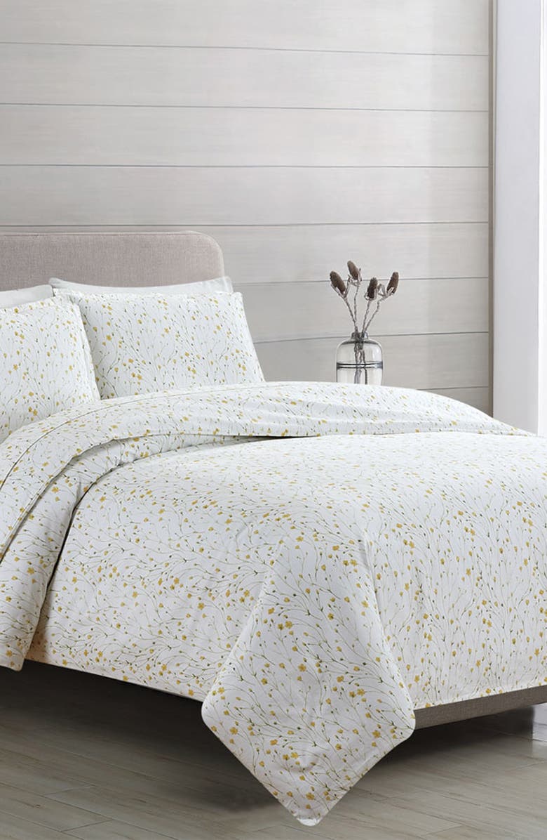 MELANGE HOME Yellow Buttercup 400 Thread Count 100% Cotton Duvet Cover Set, Main, color, Yellow