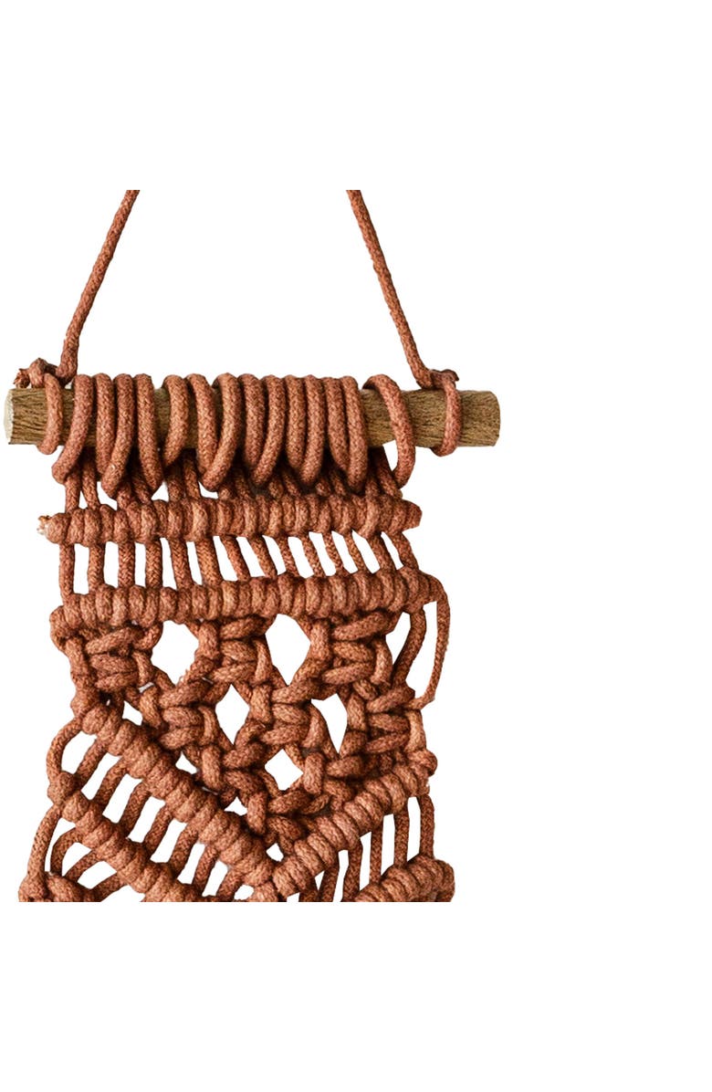 Foreside Home and Garden Set of 4 Macrame Mini Wall Hangings Cotton & Wood, Alternate, color, Yellow