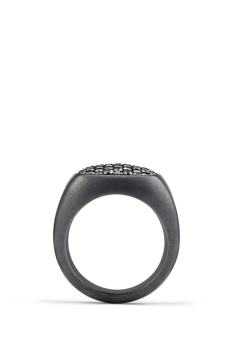 Pavé Black Diamond Signet Ring, Alternate, color, SILVER/ BLACK DIAMOND