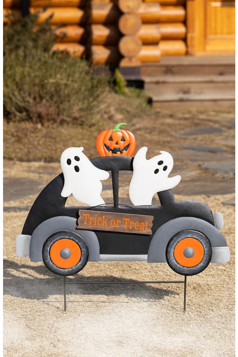 24"H Halloween Metal Ghost Car Yard Stake, Alternate, color, Black