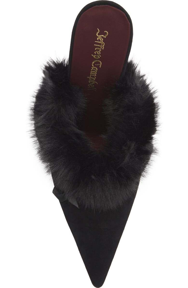 Jeffrey Campbell Rococo Faux Fur Mule, Alternate, color, Black Suede Combo