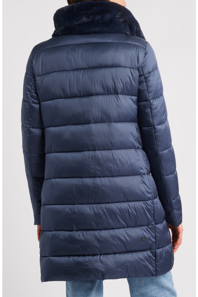 Dalea Faux Fur Collar Longline Puffer Jacket, Alternate, color, NIGHT BLUE