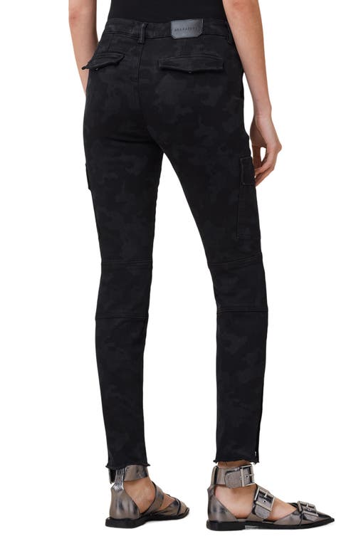 Shop Allsaints Duran Skinny Fit Cargo Jeans In Camo Black