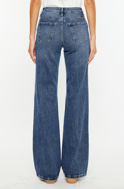 Kancan Hailey High Rise 90's Flare Jeans In Dark Wash