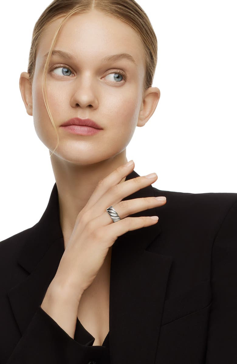 David Yurman Sculpted Cable Band Ring in Sterling Silver, Alternate, color, Sterling Silver