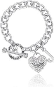 Juicy Couture Toggle Bracelet with Crystal Heart Charm