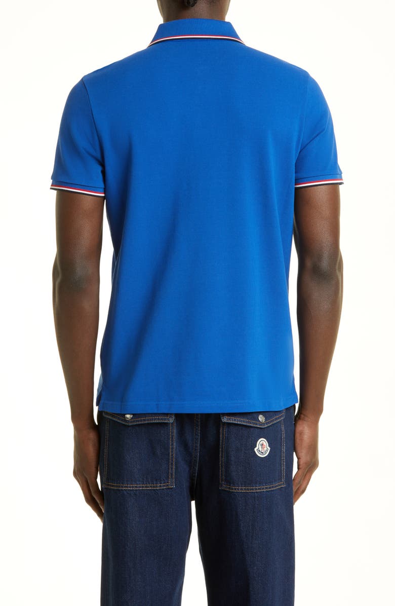 Moncler Tipped Piqué Polo, Alternate, color, Navy