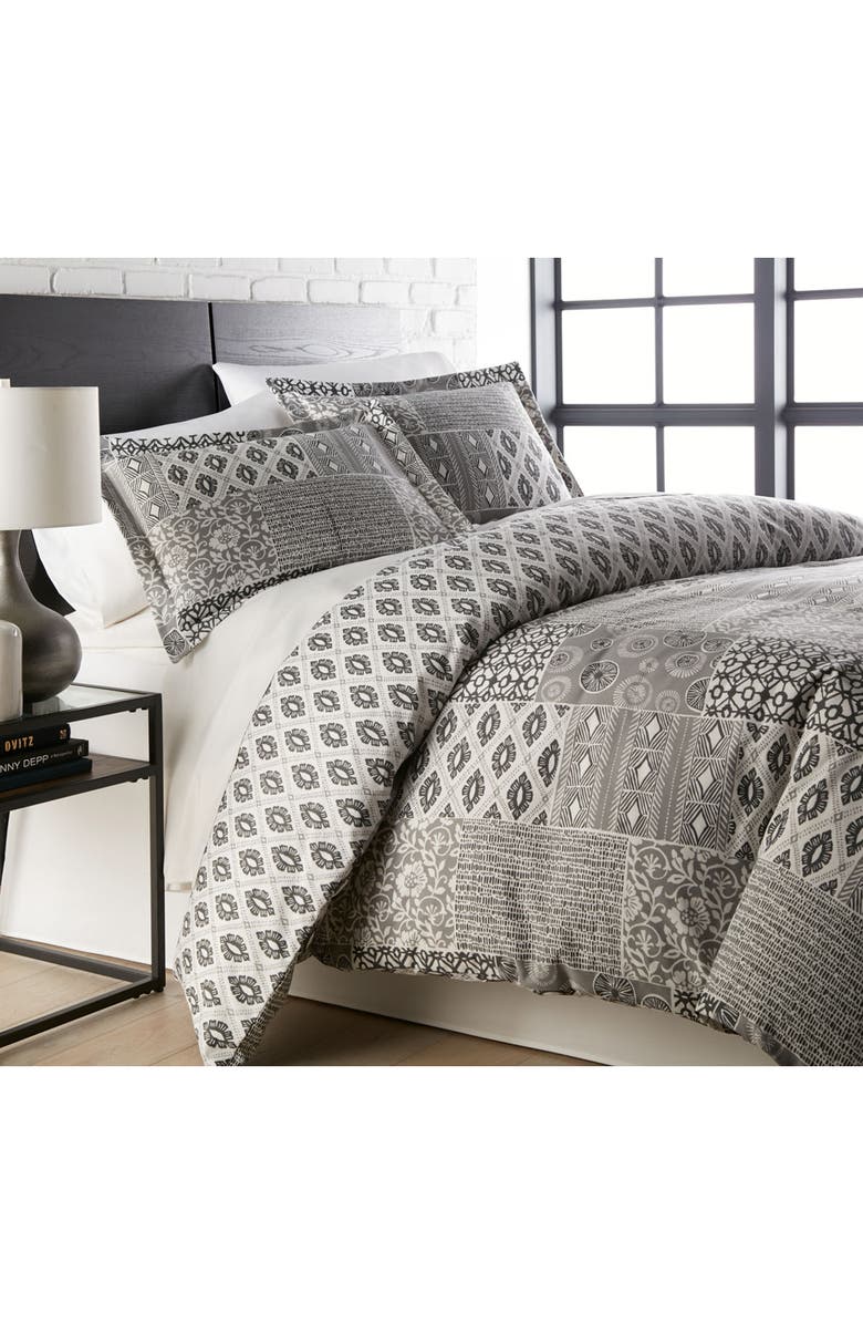 SOUTHSHORE FINE LINENS Premium Oversized Duvet 3-Piece Set, Main, color, Global Patchwork Grey