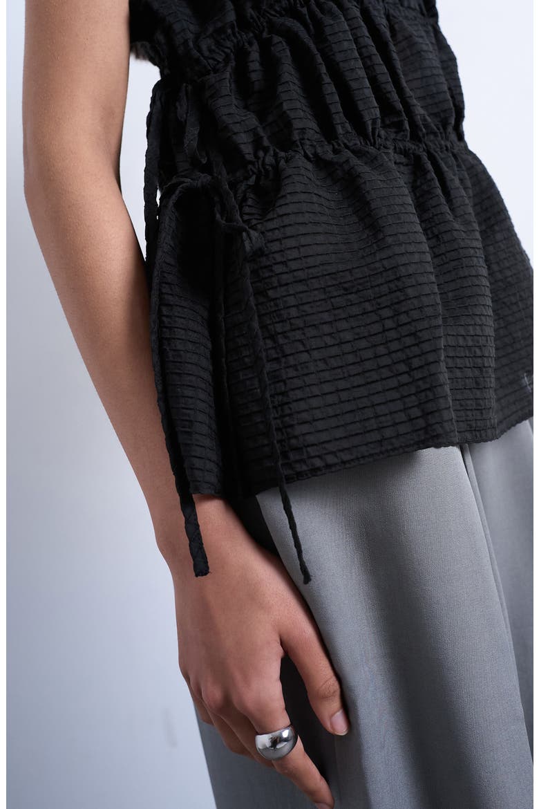 Channeled Side Tie Top, Alternate, color, BLACK