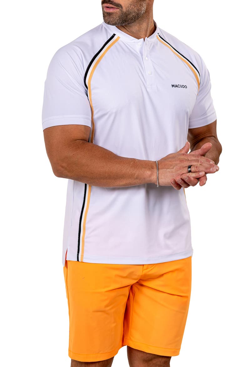 Band Collar Golf Shirt, Alternate, color, WHITE