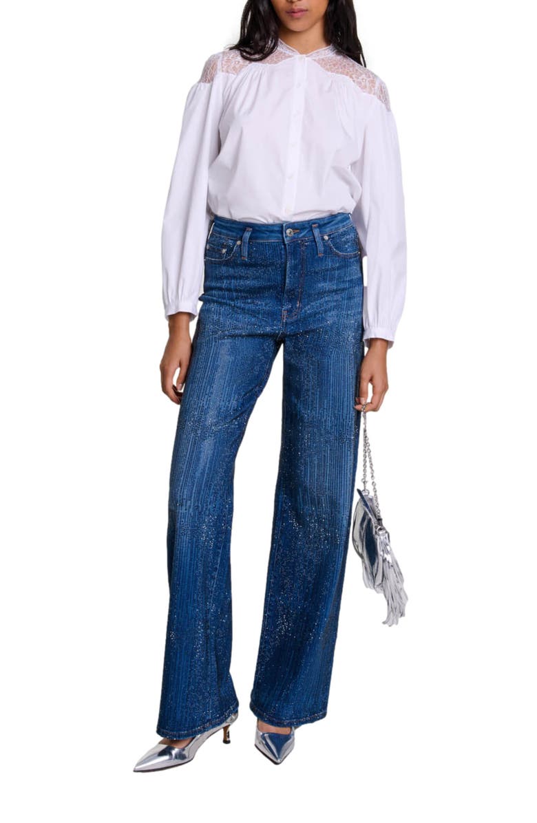 maje Lace shirt, Alternate, color, 