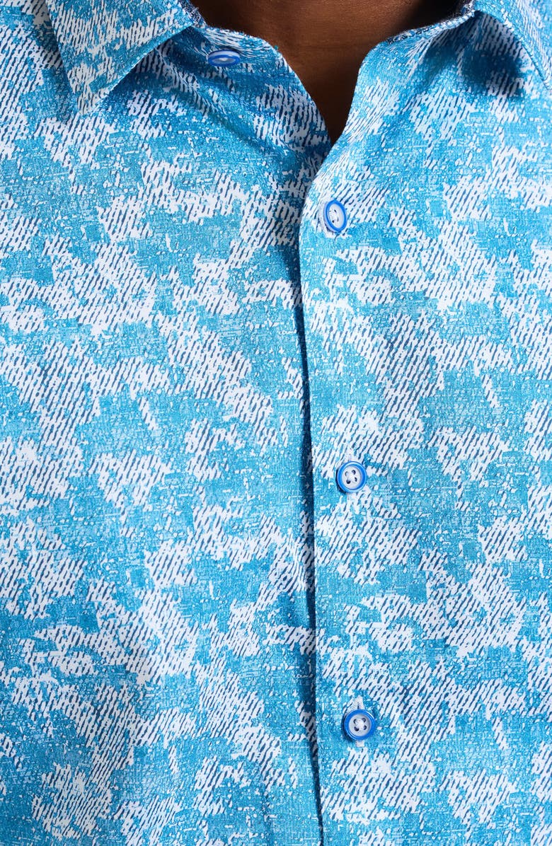 Robert Graham Short Sleeve Button-Up Shirt, Alternate, color, Blue