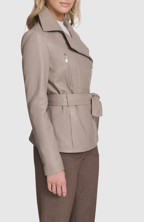 Andrew Marc Violet Leather Trench Jacket In Neutral