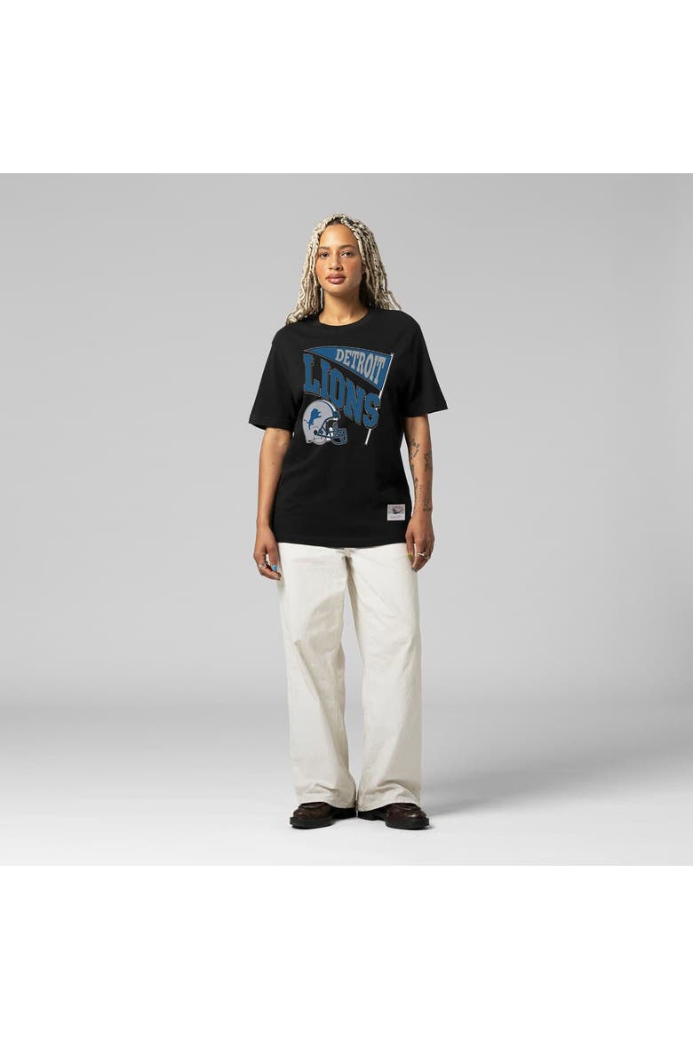 Women's Mitchell & Ness  Black Detroit Lions Team Dynamic Boyfriend T-Shirt, Main, color, Black