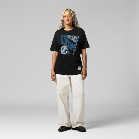 Women's Mitchell & Ness  Black Detroit Lions Team Dynamic Boyfriend T-Shirt