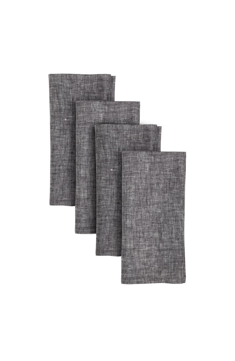 Solino Home Linen Dinner Napkins - Athena, 20" x 20", Main, color, Chambray Black