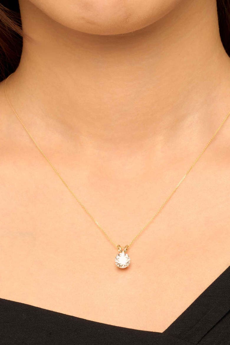 14K Solid Gold Luminous 2 Carat Lab Diamond Solitaire Necklace, Alternate, color, White Gold, Lab Diamonds
