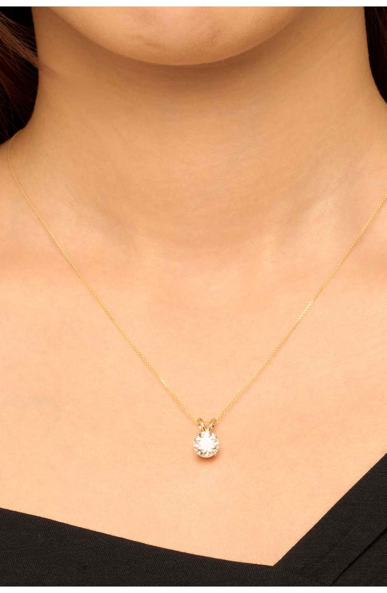Oradina 14K Solid Gold Luminous 2 Carat Lab Diamond Solitaire Necklace, Alternate, color, White Gold, Lab Diamonds