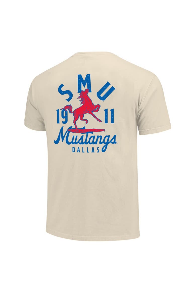 Men's Cream SMU Mustangs Comfort Colors Mascot Overlay T-Shirt, Alternate, color, Cream
