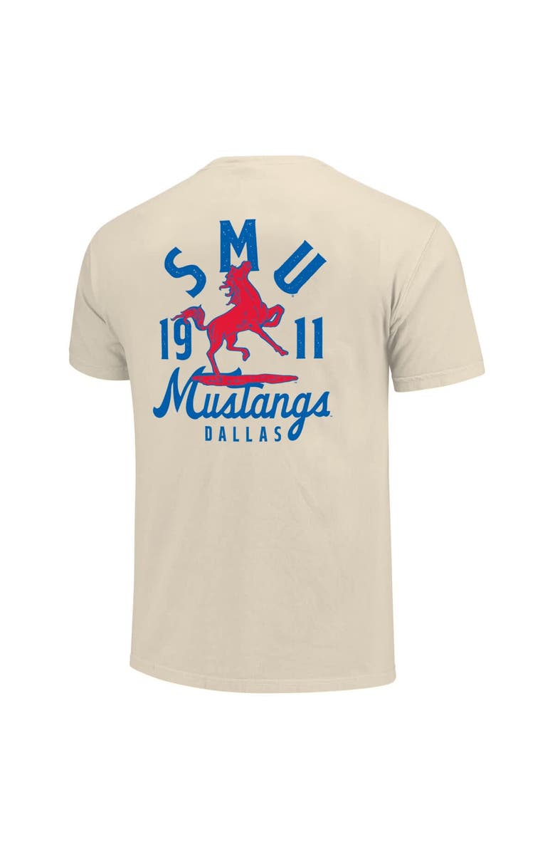 IMAGE ONE Men's Cream SMU Mustangs Comfort Colors Mascot Overlay T-Shirt, Alternate, color, Cream